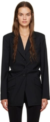 Puppets And Puppets Black Gathered Blazer In Black