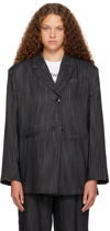 GANNI BLACK STRIPED BLAZER