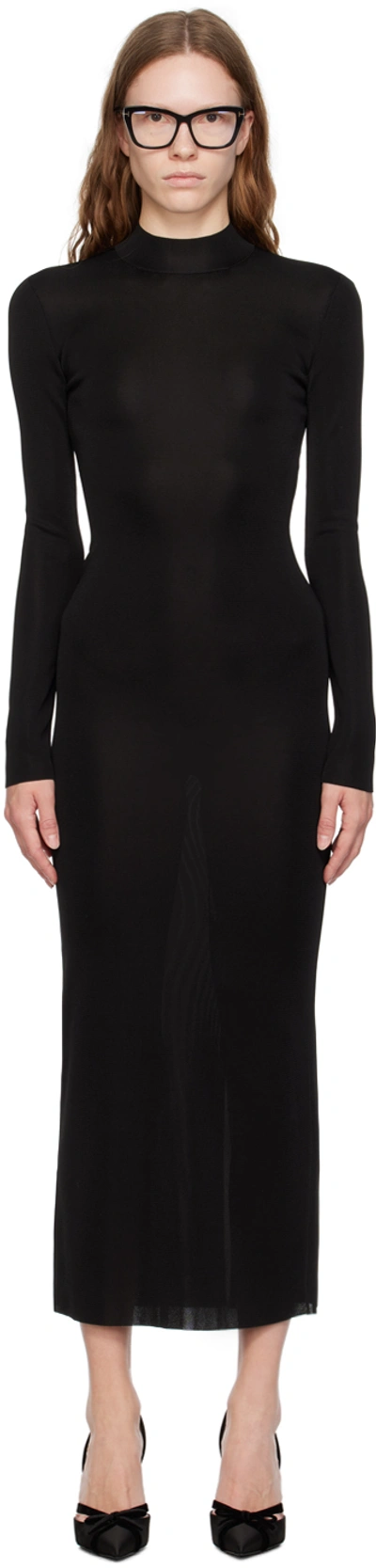 Tom Ford Black Crewneck Maxi Dress In Lb999 Black