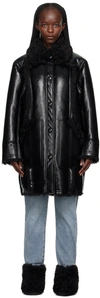 Stand Studio Ramona Faux-leather Coat In 89000 Black/black