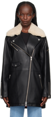 STAND STUDIO BLACK KINSLEY FAUX-LEATHER COAT