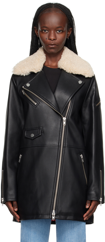 STAND STUDIO BLACK KINSLEY FAUX-LEATHER COAT