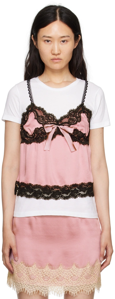 Anna Sui White & Pink Deco T-shirt In Rose