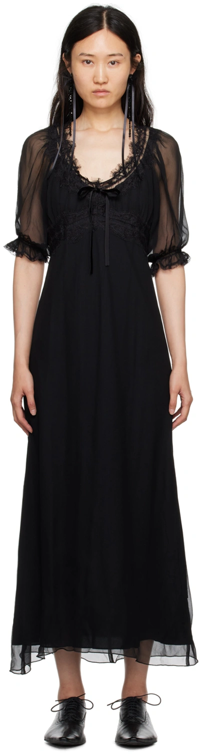 Anna Sui Black Sheer Maxi Dress