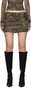 Blumarine Khaki Printed Miniskirt In T5198 Bronze Gree/m