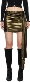Blumarine Gold Gathered Miniskirt In N0838 Ottone Vecchio