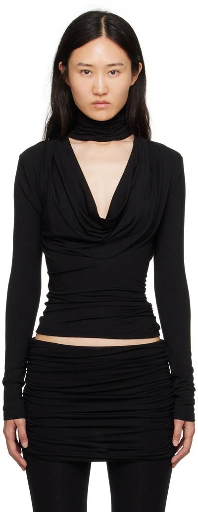 Blumarine Black Cutout Blouse In N0990 Nero