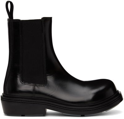 Bottega Veneta Black Fireman Chelsea Boots In 1000 Black