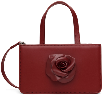 Puppets And Puppets Small Rose Leather Top-handle Bag In 601 Oxblood