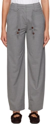 GANNI GRAY DRAWSTRING TROUSERS