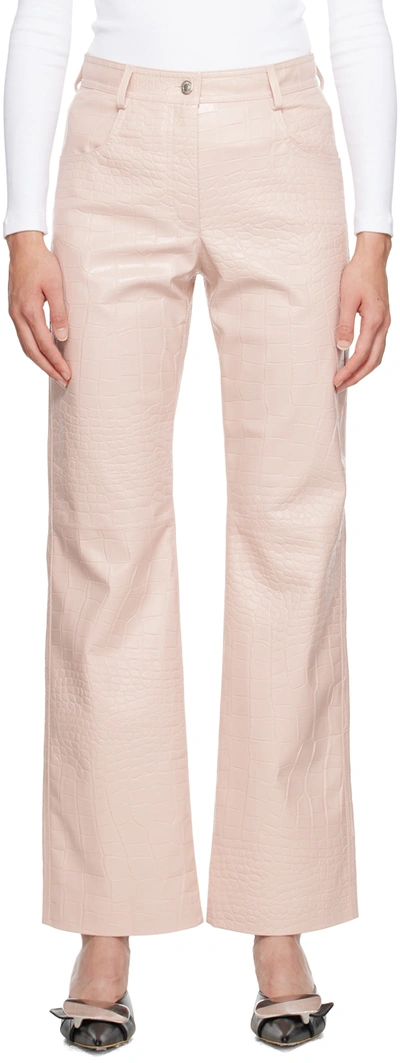 Msgm Pink Straight-leg Faux-leather Trousers In 12 Pink