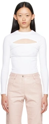Msgm White Cutout Long Sleeve T-shirt In 01 Optical White