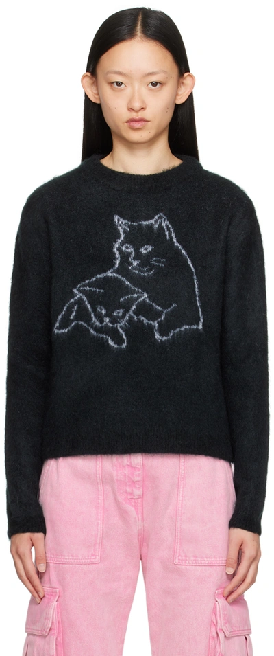 Msgm Black Jacquard Sweater In 99 Black