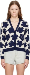 Kenzo Jacquard Daisy V-neck Cardigan In Off White