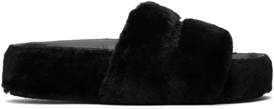Stella Mccartney Black Signature Fuzzy Slides