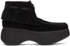 Open Yy Black Fringe Boots In Black