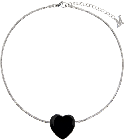 Marland Backus Silver 'heart Of Stone' Necklace In Onyx