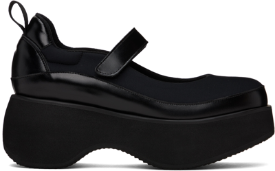 Open Yy Black Platform Mary Jane Ballerina Flats