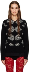 Puppets And Puppets Lena Paisley Jacquard V-neck Wool Blend Sweater In Black/white