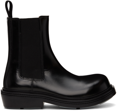 Bottega Veneta Black Fireman Chelsea Boots In 1000-black