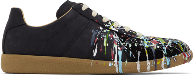 Maison Margiela Black Paint Replica Trainers In Nd