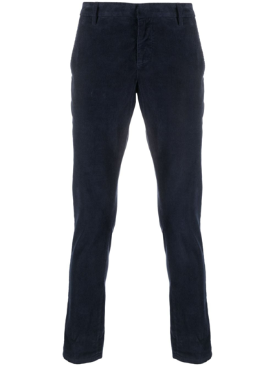 Dondup Low-rise Corduroy Tapered Trousers In Blue