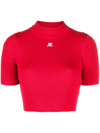 COURRÈGES RIBBED-KNIT CROPPED TOP