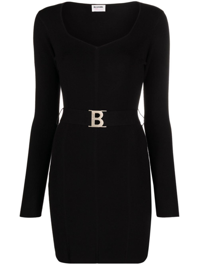 Blugirl Ribbed-knit Belted-waist Dress In Black