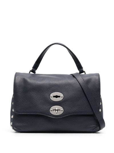 Zanellato Medium Postina Pebbled-leather Tote Bag In Blue