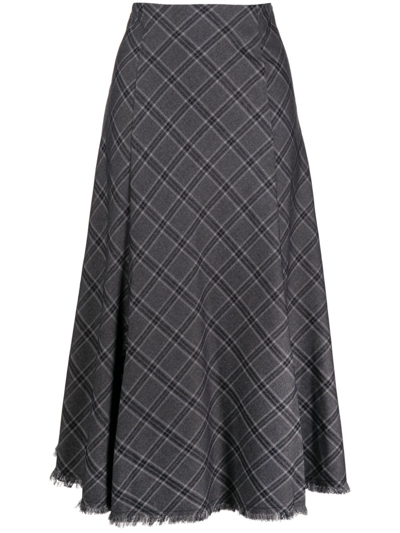 B+ab Check-print High-waisted Skirt In Grey