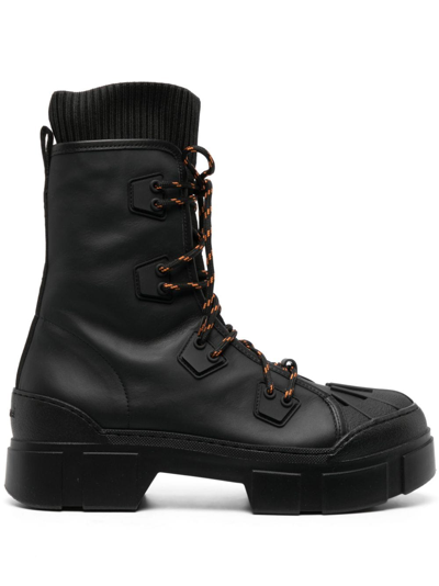 Vic Matie Logo-lettering Leather Boots In Black