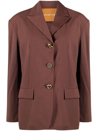 Rejina Pyo Enzo Single-breasted Blazer In Brown