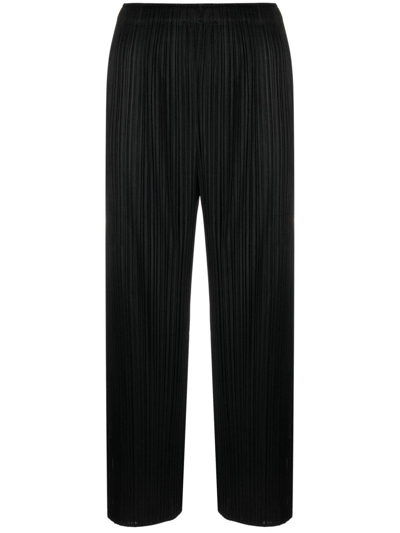 Issey Miyake Cropped Pleated Trousers In Black