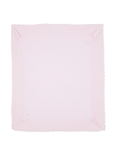 Paz Rodriguez Scallop-trim Fine-knit Blanket In Pink