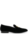 ROBERTO CAVALLI MONOGRAM-MOTIF VELVET LOAFERS