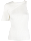 COURRÈGES ASYMMETRIC RIBBED-KNIT TOP