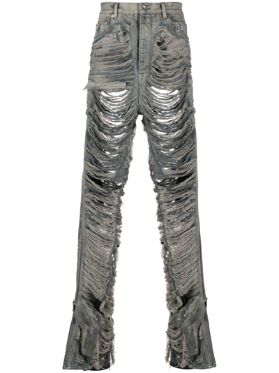 Rick Owens Bolan Ripped Bootcut Jeans In Hustler Blue