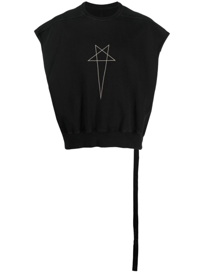 Rick Owens Graphic-print Cotton Vest In Black