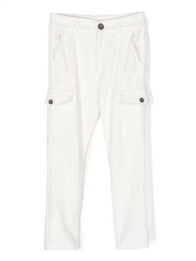 Monnalisa Kids' Straight-leg Cotton Cargo Trousers In White