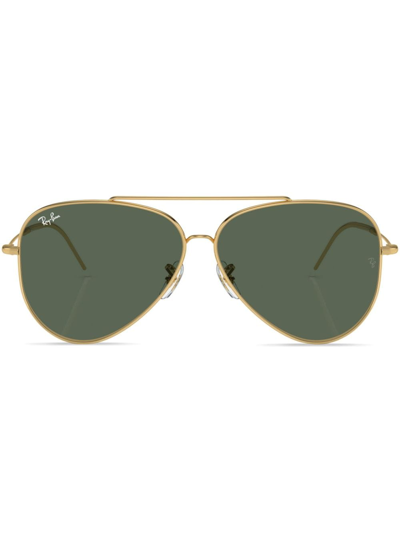Ray Ban Aviator Reverse Pilot-frame Sunglasses In 001/vr Gold