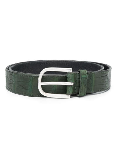 Orciani Crocodile Embossed-effect Leather Belt In Green