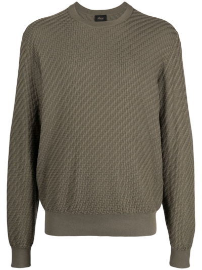 Brioni Crew-neck Long-sleeve Jumper In Green