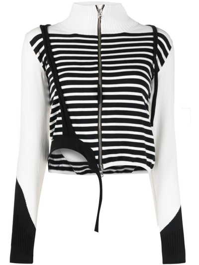 Ottolinger Stripe-pattern Zip-fastening Cardigan In White