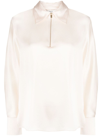 Vince Silk Long-sleeve Blouse In Pink