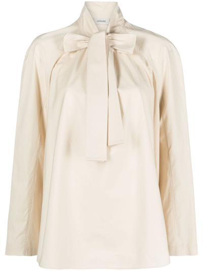 Lemaire Ascot Lavalier-collared Blouse In Neutrals