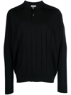 John Smedley Rampston Striped Merino Polo Shirt In Black