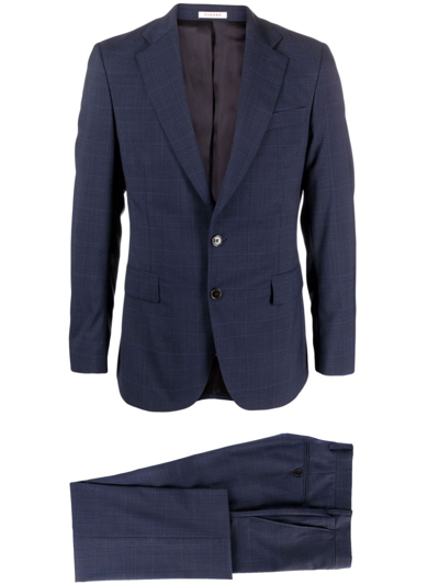 Fursac Plaid-check Single-breasted Suit In Blue