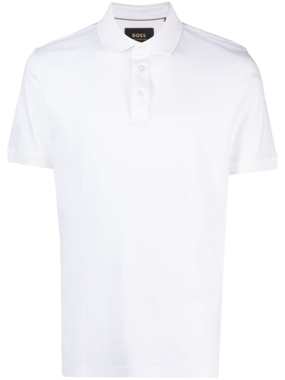 Hugo Boss Boss Organic Cotton Pallas Polo Shirt In White