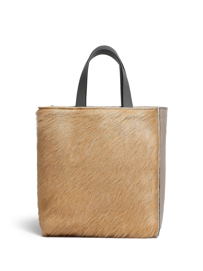Marni Museo Colour-block Leather Tote Bag In Brown