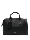 Giorgio Armani Logo-stamp Leather Laptop Bag In Black